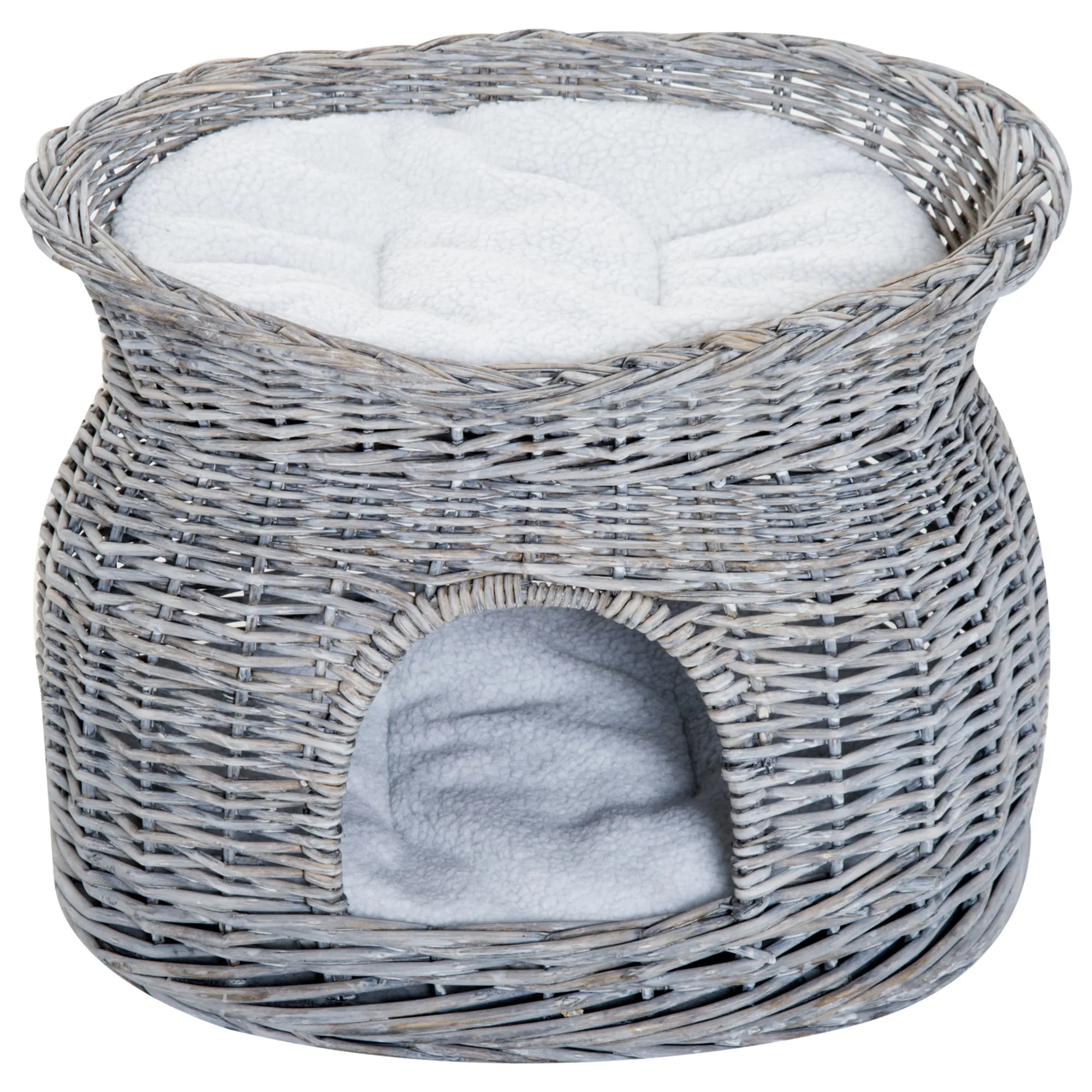 2-Tier Elevated Cat Bed Basket W/Cushion-Grey