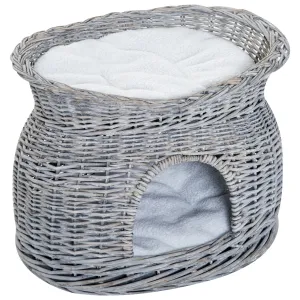 2-Tier Elevated Cat Bed Basket W/Cushion-Grey