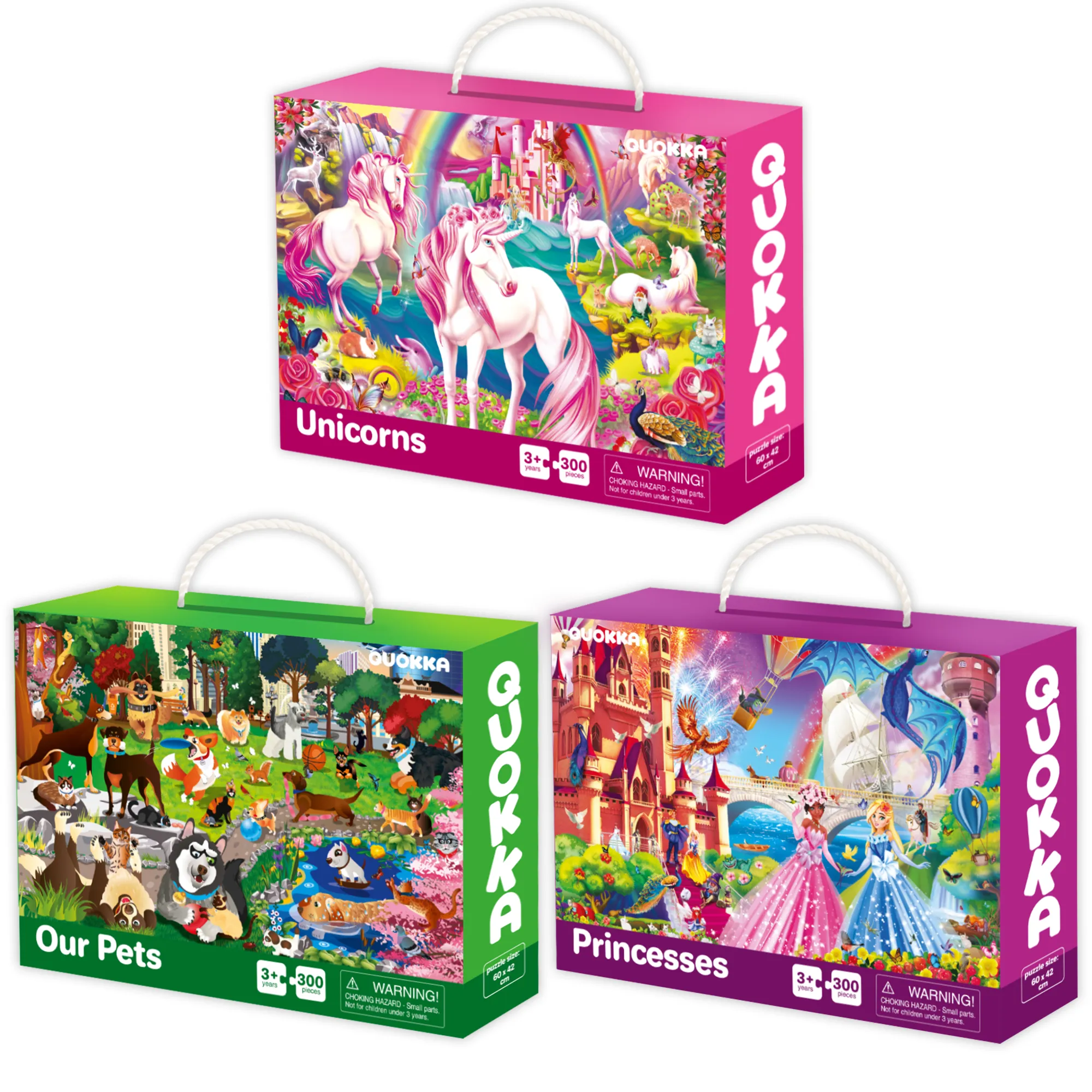 300 Pcs  Puzzles for Kids | Unicorns, Princess & Dogs