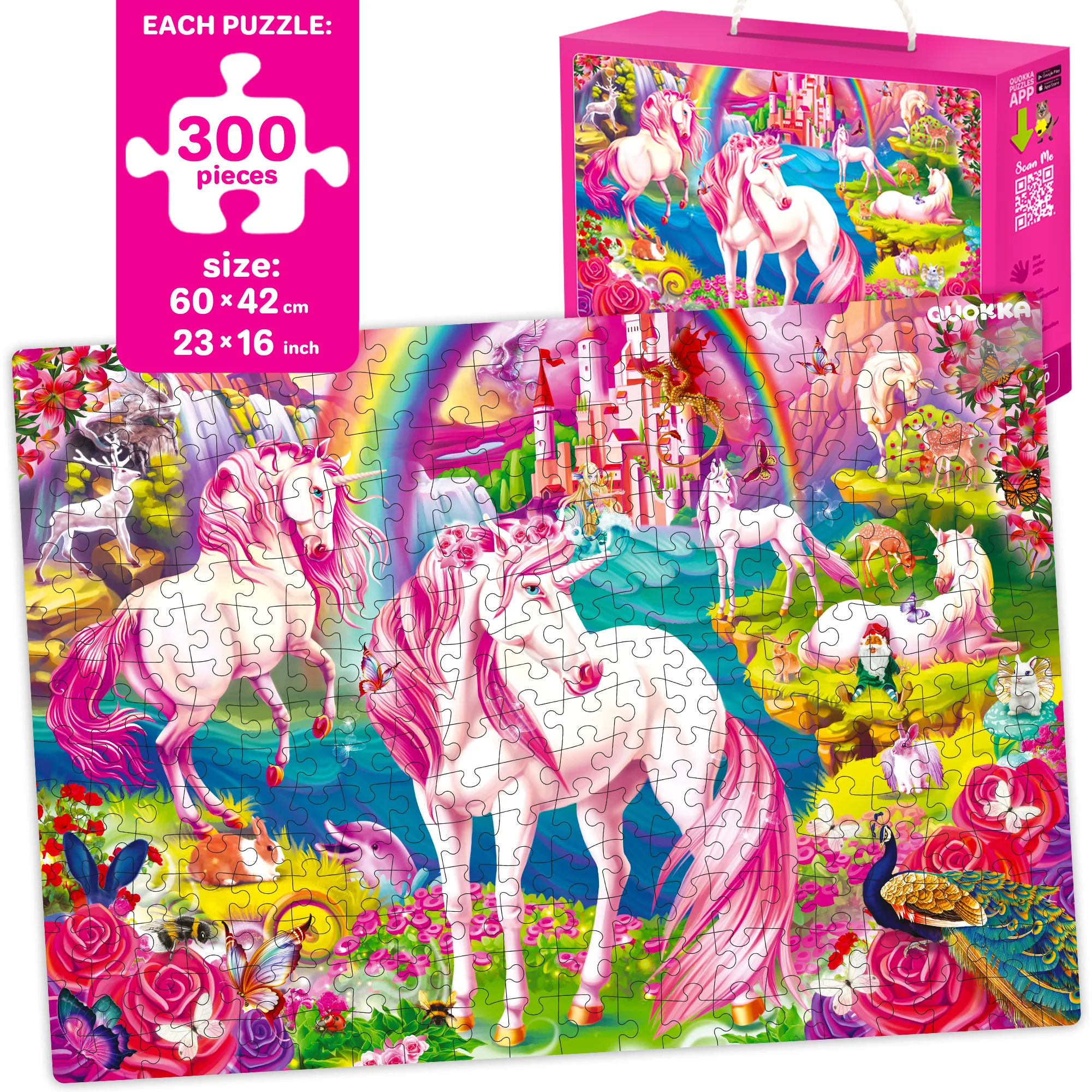 300 Pcs  Puzzles for Kids | Unicorns, Princess & Dogs