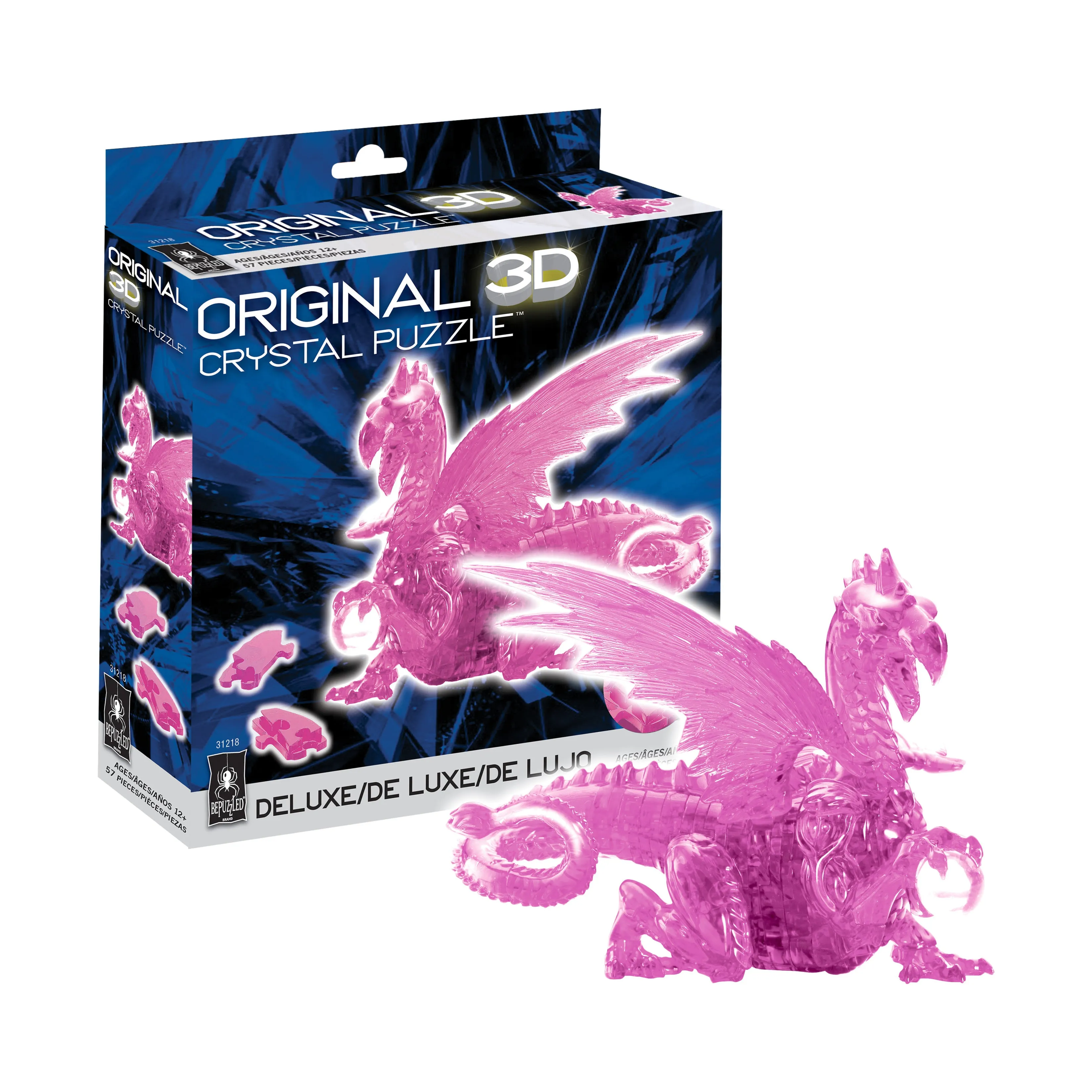 3D Crystal Puzzle - Dragon (Pink): 57 Pcs