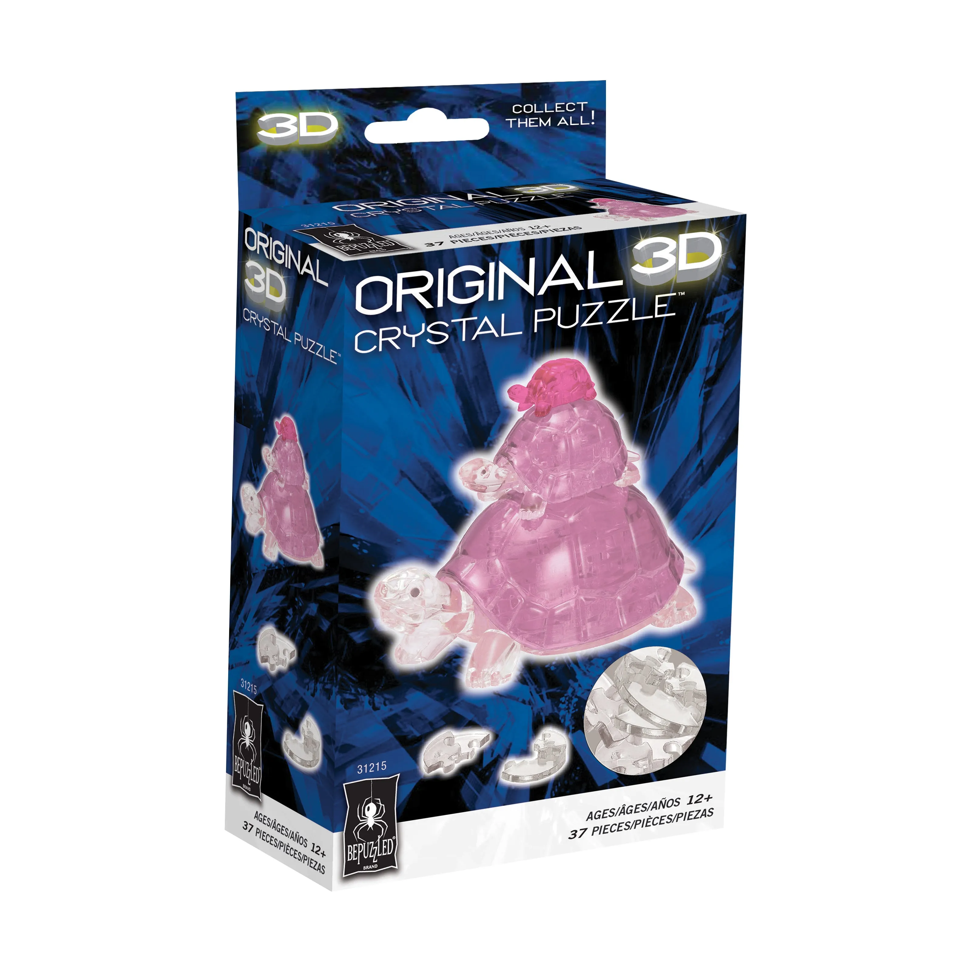 3D Crystal Puzzle - Turtles (Pink): 37 Pcs