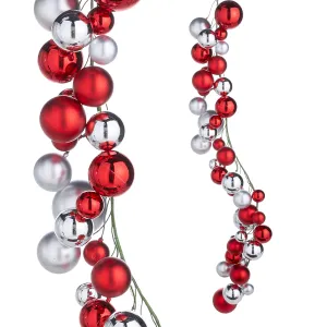 4' Red and Silver Ball Garland