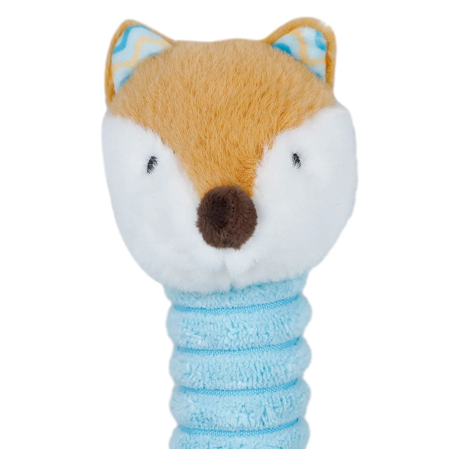 Baby Moo Clever Fox Squeaker And Rustle Paper Handheld Rattle Toy - Blue