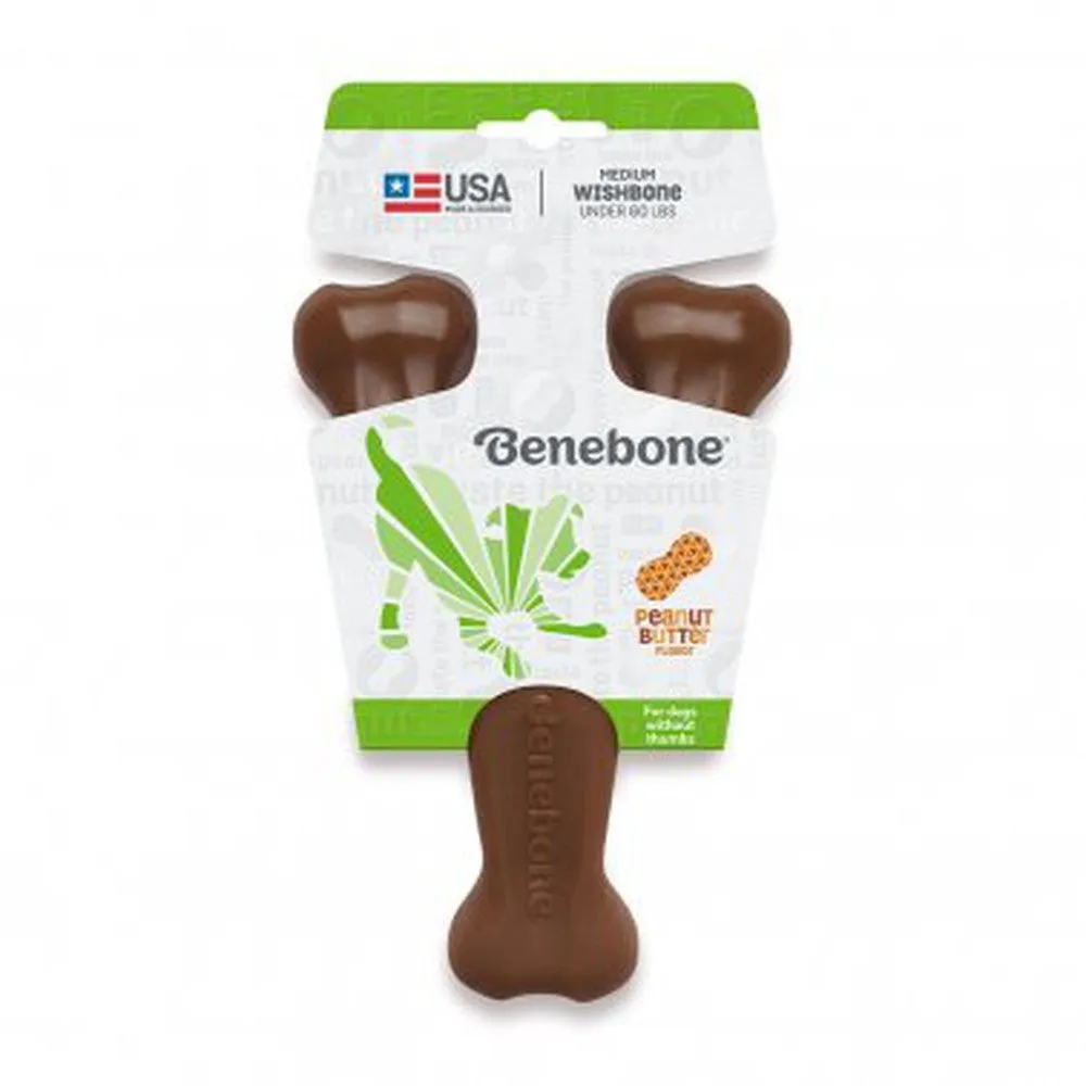 Benebone Wishbone Peanut Butter Flavor Dog Chew Toy