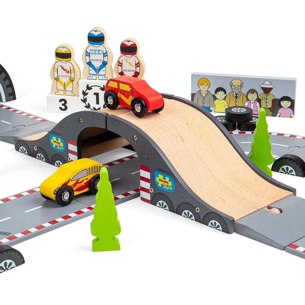 Bigjigs Toys Roadway Race Day Wooden Car Track