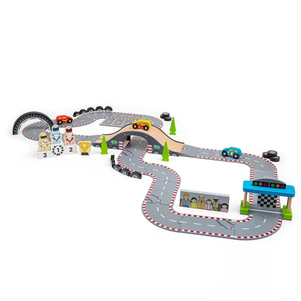 Bigjigs Toys Roadway Race Day Wooden Car Track