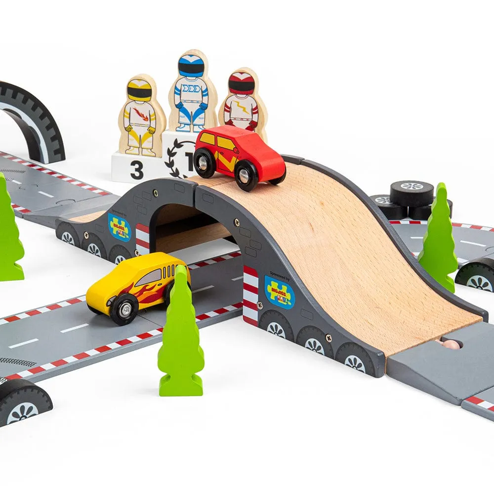 Bigjigs Toys Roadway Race Day Wooden Car Track