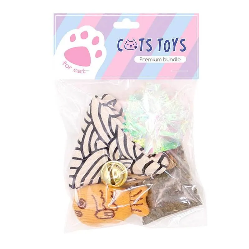 Cat Kitten Canvas Catnip Chew Toys Set 4pcs