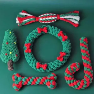 Christmas Pet Rope Toy Set – Durable Dog Chew Toys (6 or 5 Pieces)