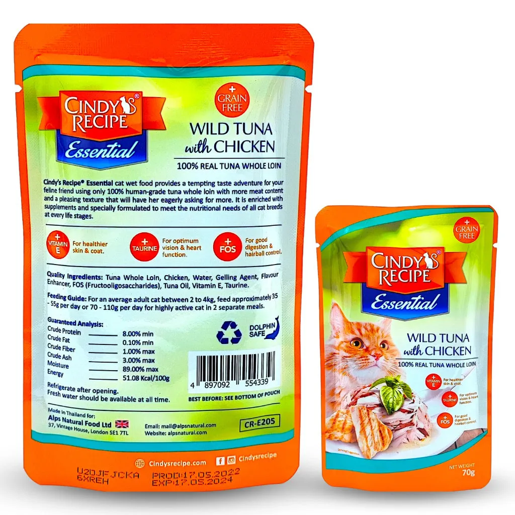 Cindy's Recipe Essential/Original/Delicious Wet Cat Food, 70g pouch, 80g can