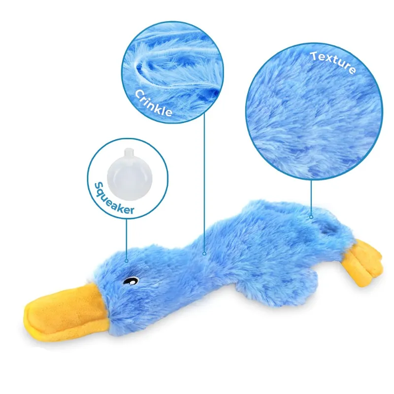 Crinkle Duck Shaped Dog Toy  With Squeaker