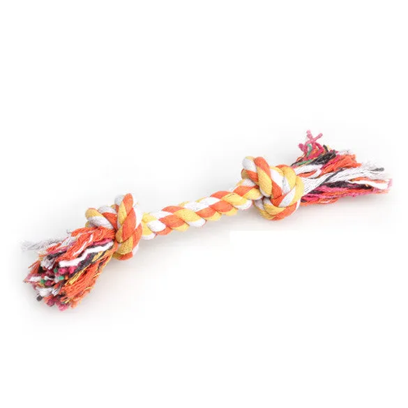 Dog Puppy Cotton Chew Knot Toy Durable Braided Bone Rope 15CM