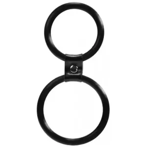 Durable Black Silicone Dual Cock Ring and Balls Ring for Men