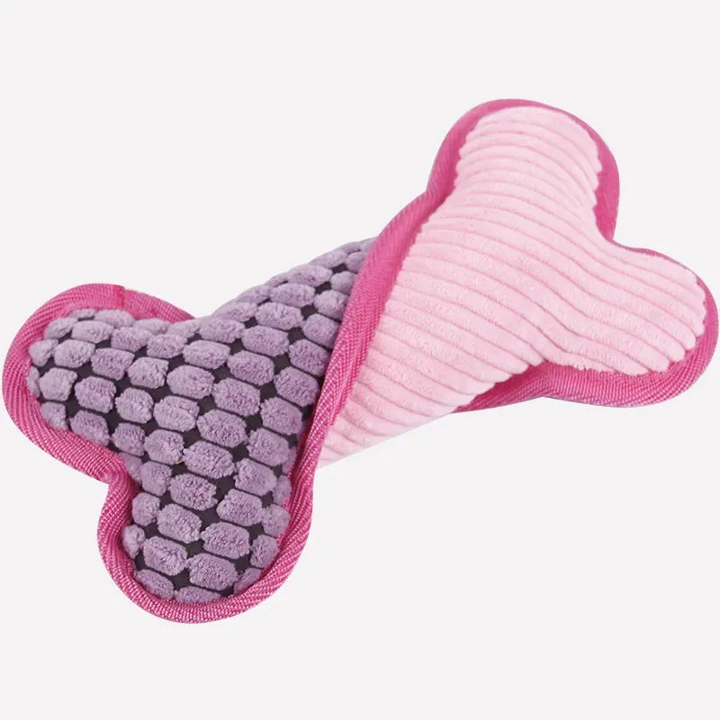 Durable Plush Dog Bone Toy with Squeaker