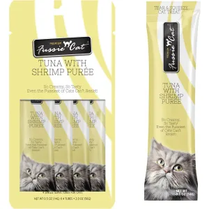 Fussie Cat Tuna Shrimp Puree Lickable Cat Treats 4 Pk