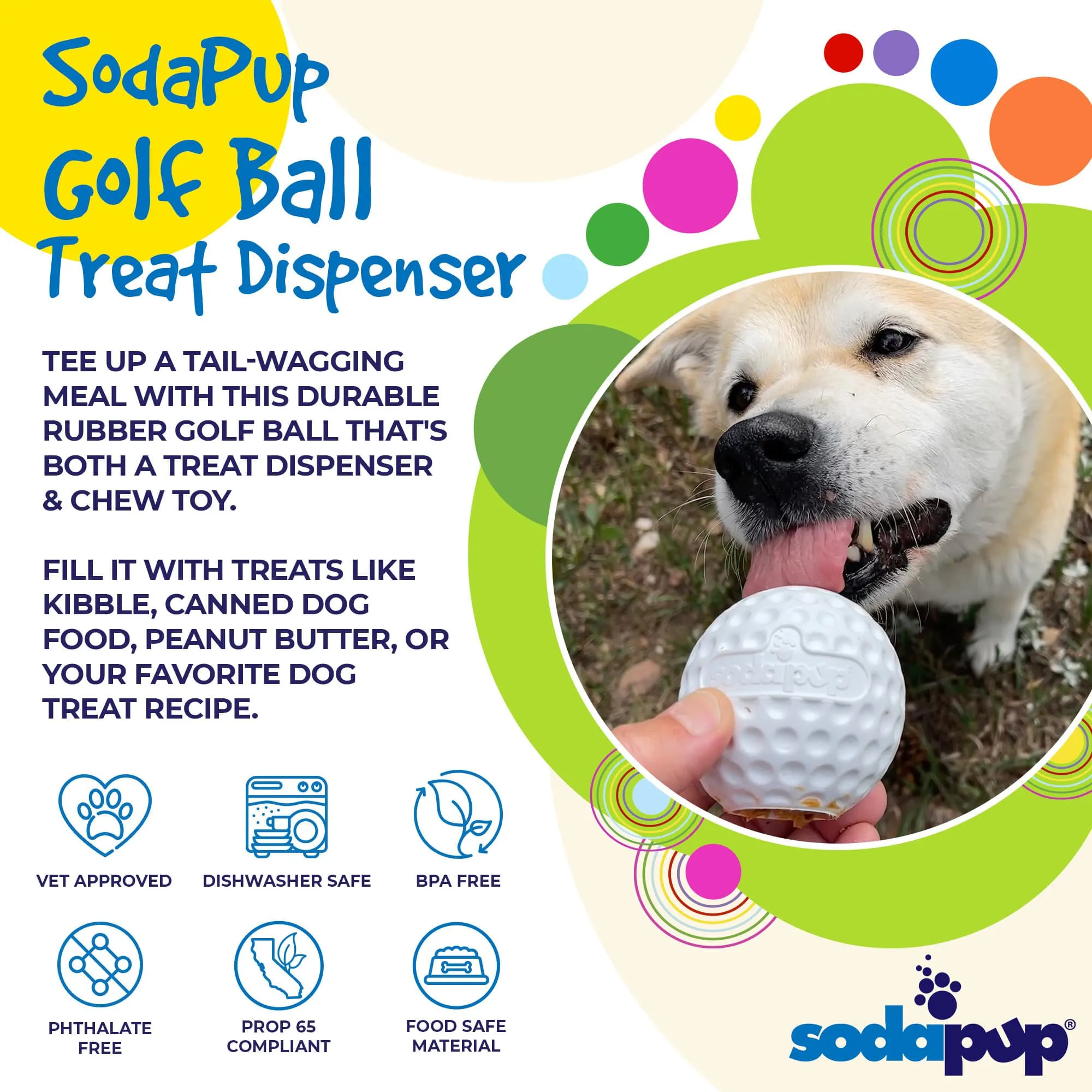 Golf Ball PUP-X Rubber eDispenser Treat Dispenser & Enrichment Toy