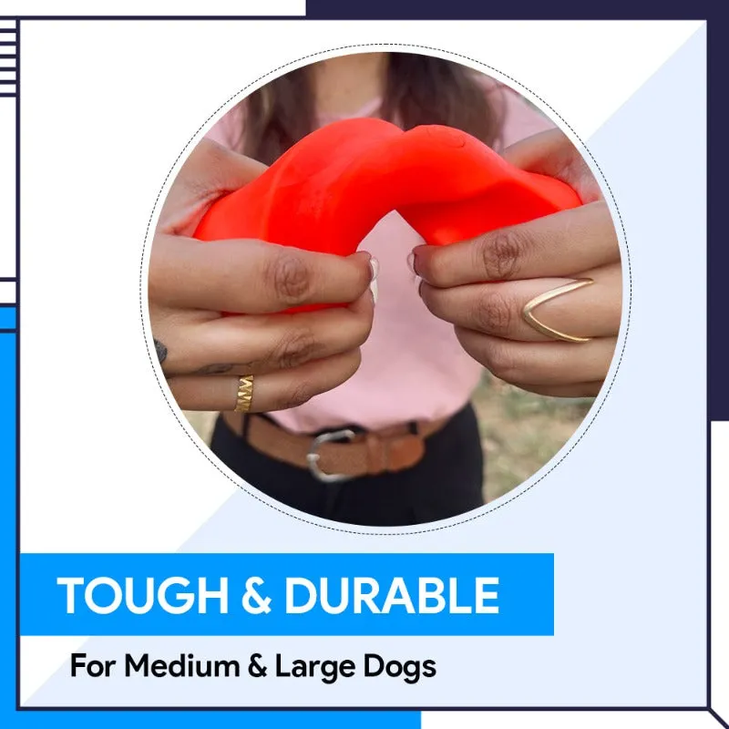 Goofy Tails Rubber Dog Toys| Non-Toxic Flavoured Rubber Toy for Dogs (Super Round Bone)