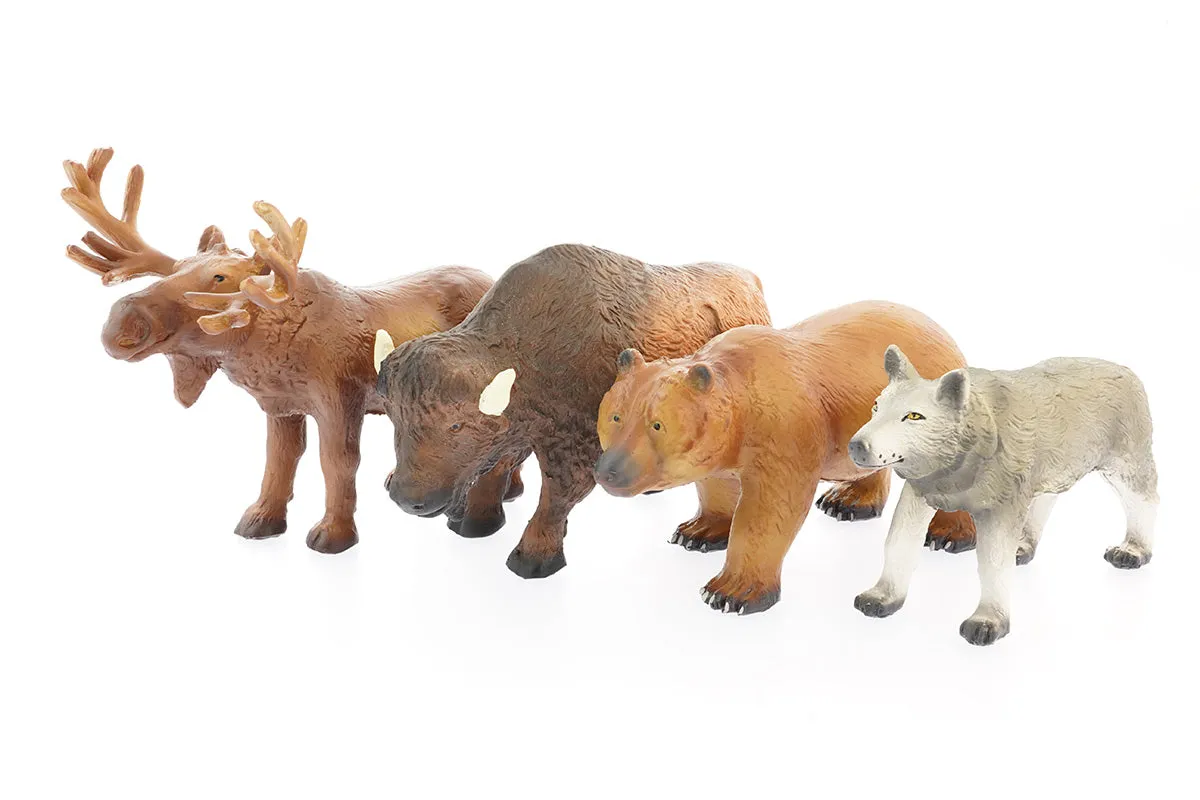 Green Rubber Toys Wild Northern Animals Set