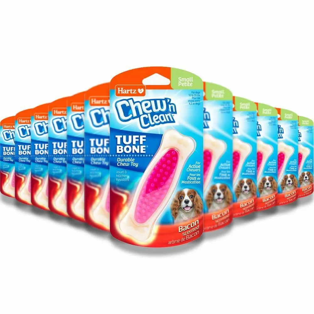 Hartz - Chew 'n Clean Tuff Bone Dog Chew Toy, Small, Color May Vary - 24 Pack