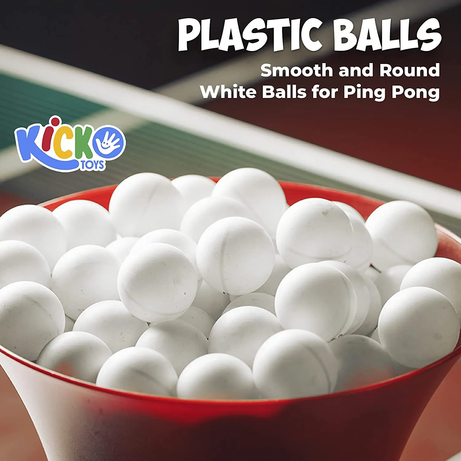 Kicko Plastic Balls-144 Pack-1.5 Inch Smooth and Round White Balls for Ping Pong, Table