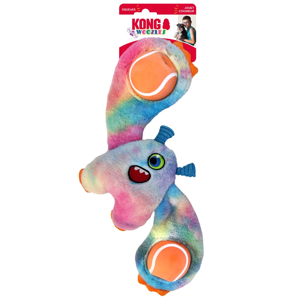 Kong Woozles Monster w/ Tennis Balls Toy For Dogs (color varies)