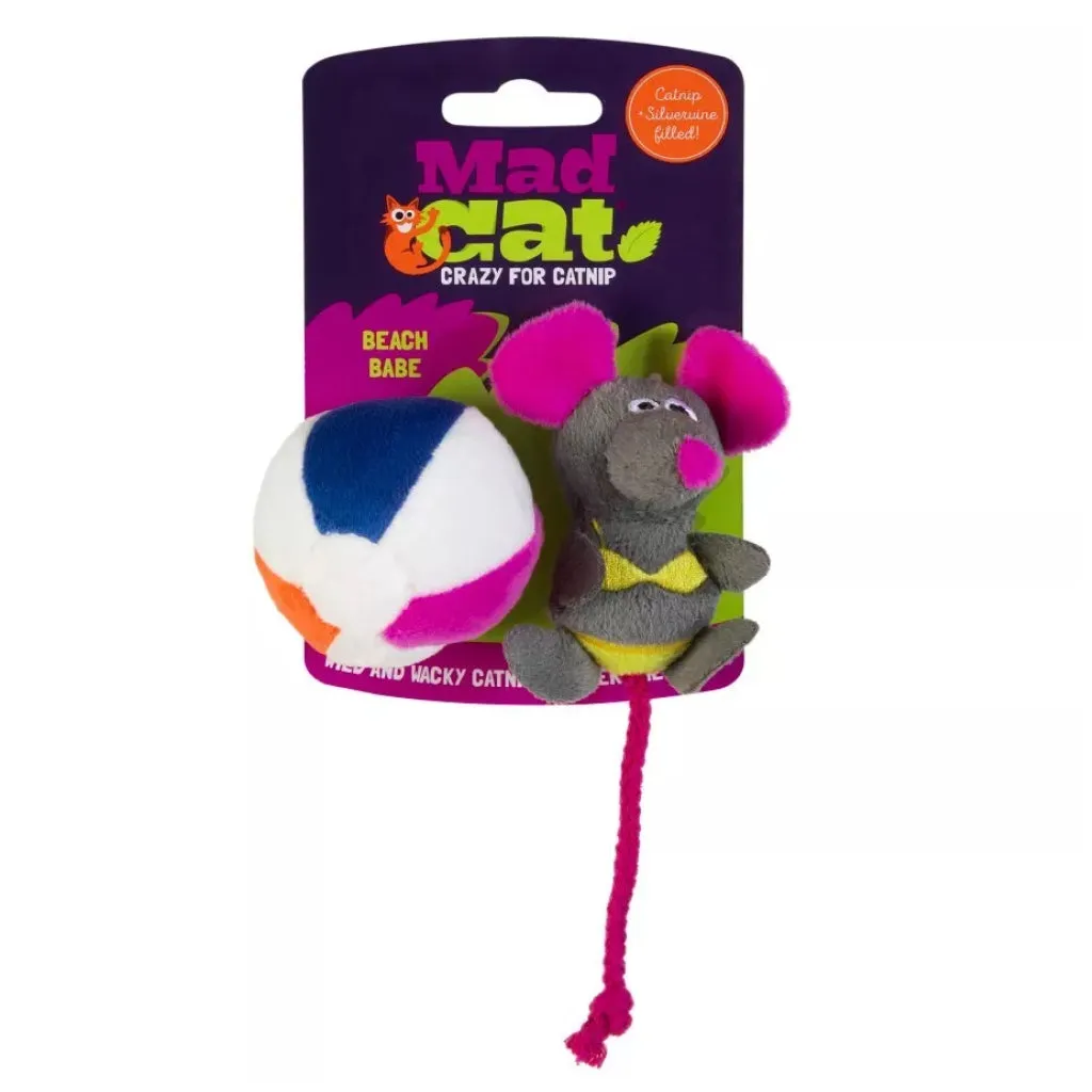 Mad Cat Beach Babe Mouse w/Catnip & Silvervine Toy For Cats (2 pk)