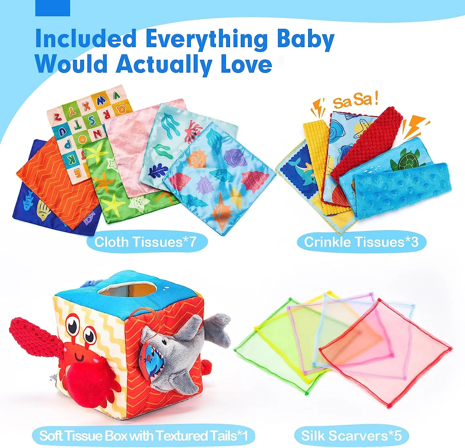 Montessori Baby Tissue Box Toy Marine Theme