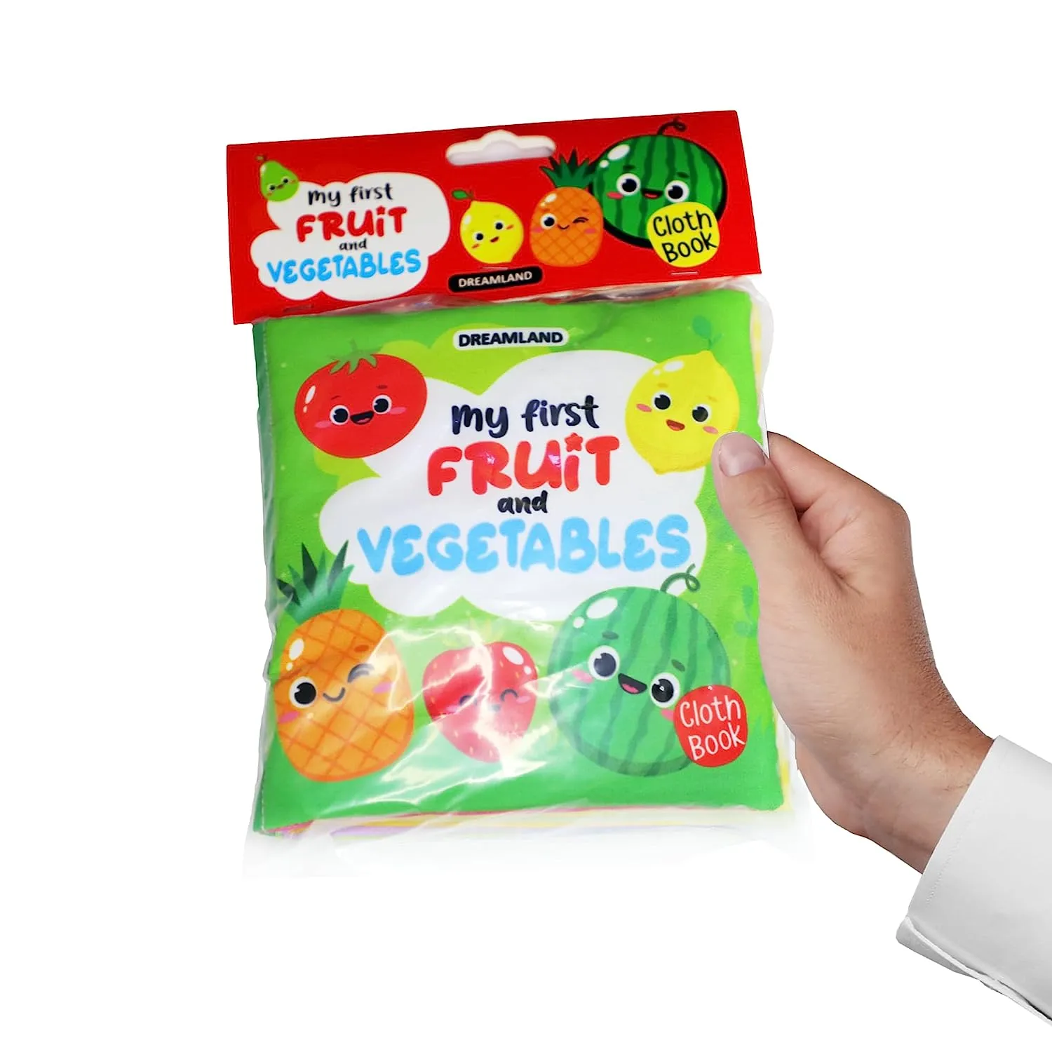 My First Fruit & Vegetables Cloth Book with Squeaker and Crinkle Paper Cloth Books for Toddler Kids