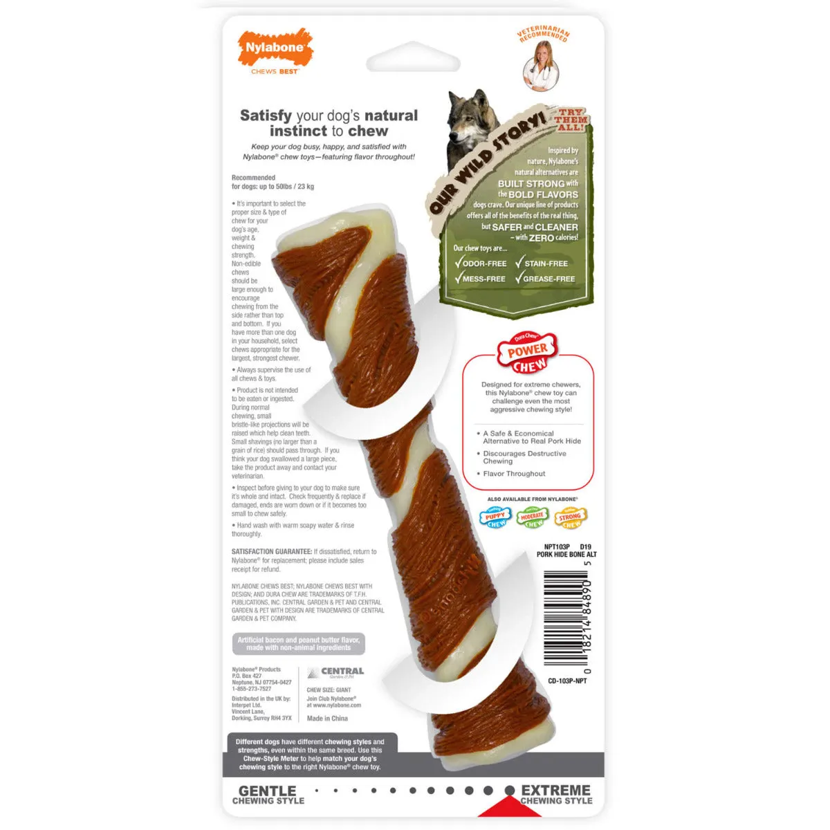 Nylabone Power Chew Pork Hide Bone Alternative Chew