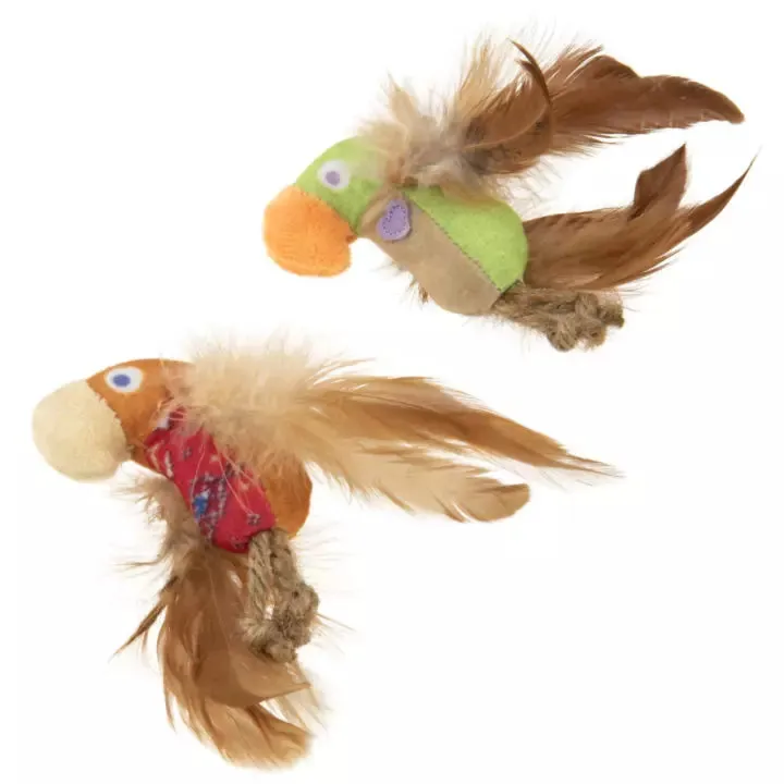 Petlinks® Instincts Love Mates™ Feathery Plush HappyNip™ Silvervine & Catnip Bird Cat Toys (Set of 2)