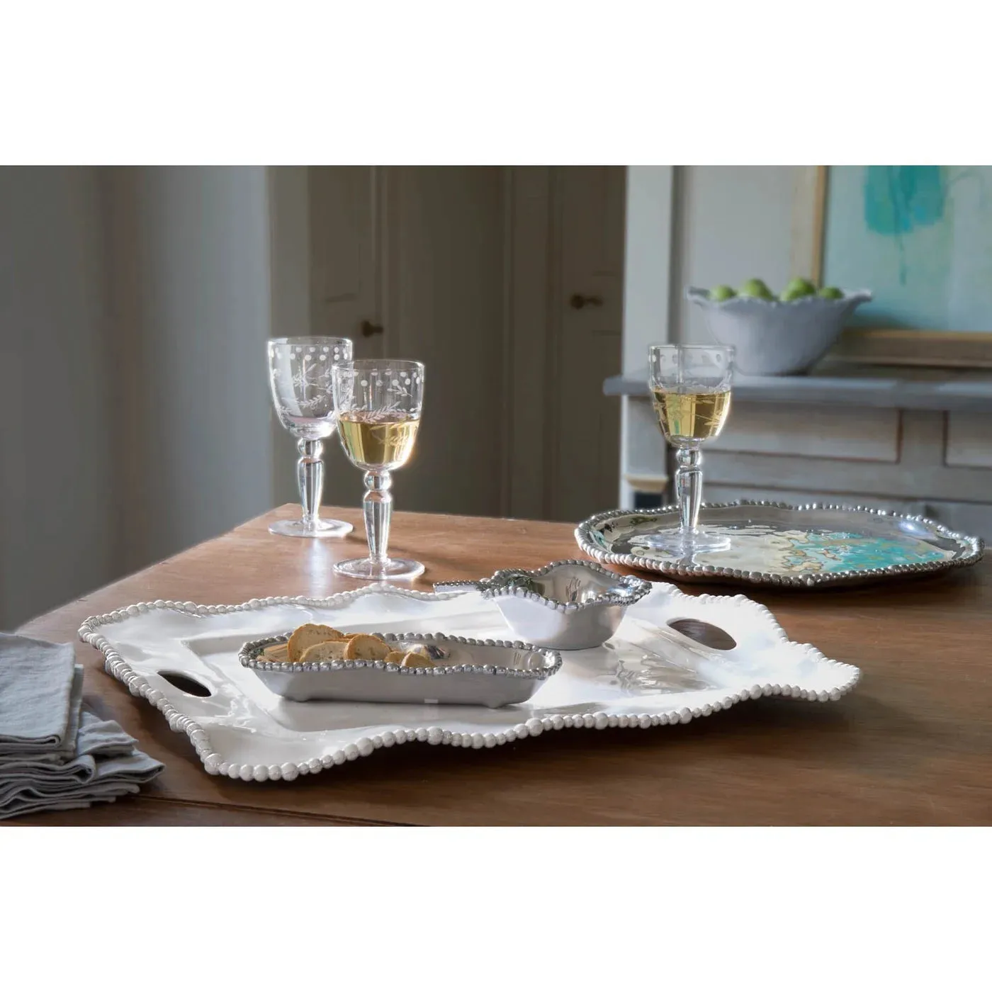 Rectangular Tray with  Handles (White) VIDA Alegria