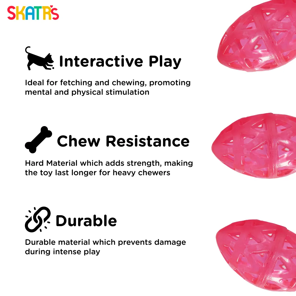 Skatrs Rugby Ball Toy for Dogs | Durable, Non-Toxic & Soft Chewing, Training & Bouncing Pet Toy