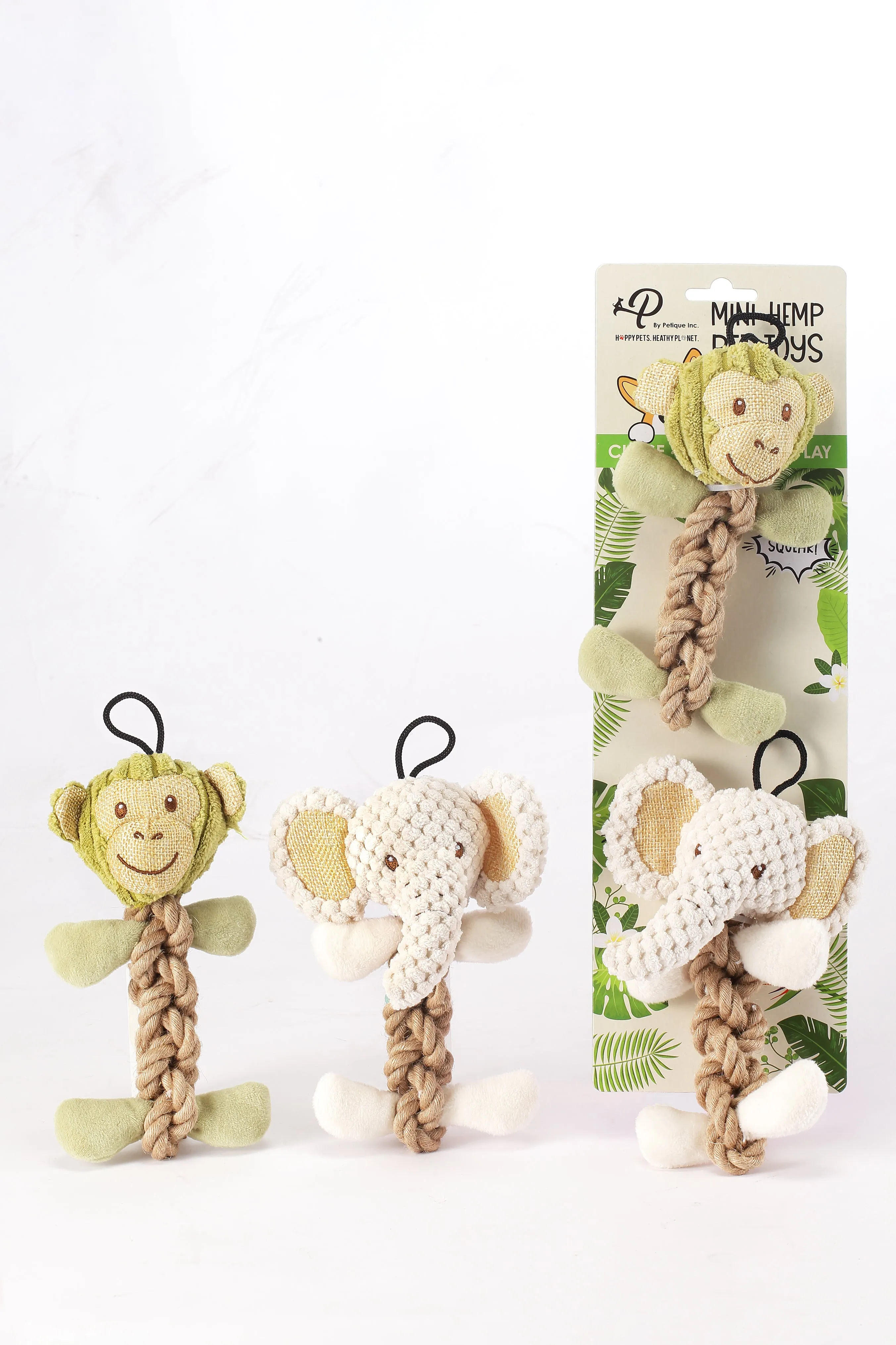 SOLD OUT - Mini Tough Hemp Monkey and Elephant Dog Toys