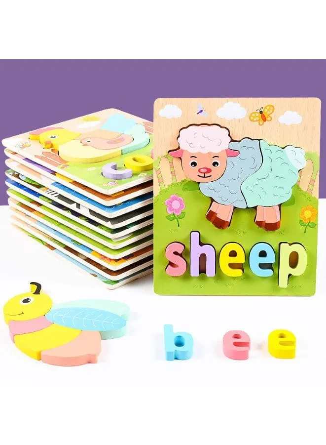 Wooden 3D Puzzle Educational Toys for Children Teaching Aids Set (8pcs)